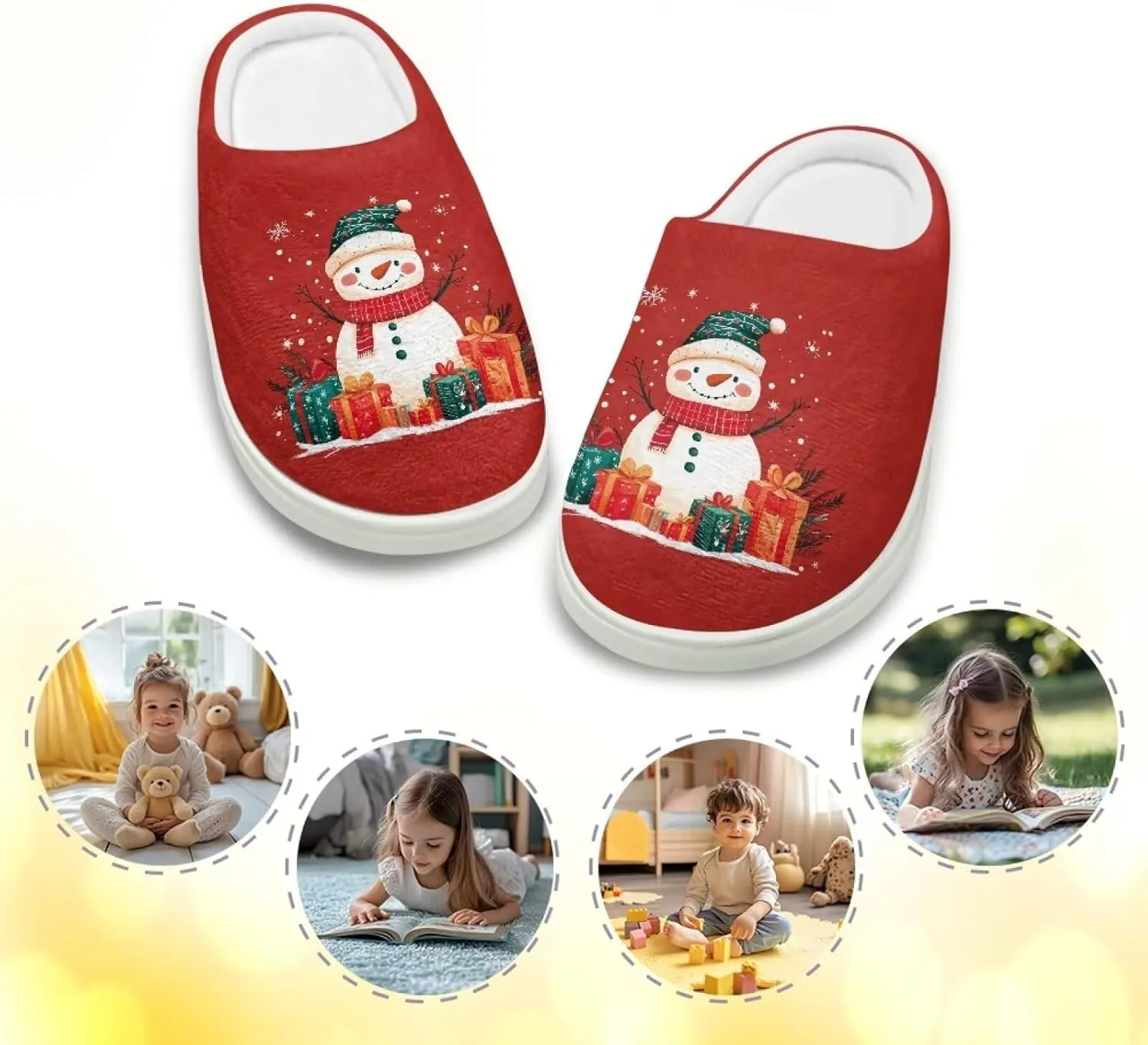 Kids Cotton Slipper Winter Cozy Fluffy Shoes Boys Girls Warm Breathable Fuzzy Anti-Slip House Slippers for Toddler US 9-15