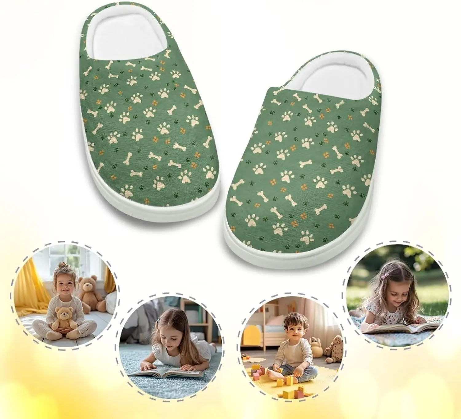 Kids Cotton Slipper Winter Cozy Fluffy Shoes Boys Girls Warm Breathable Fuzzy Anti-Slip House Slippers for Toddler US 9-15