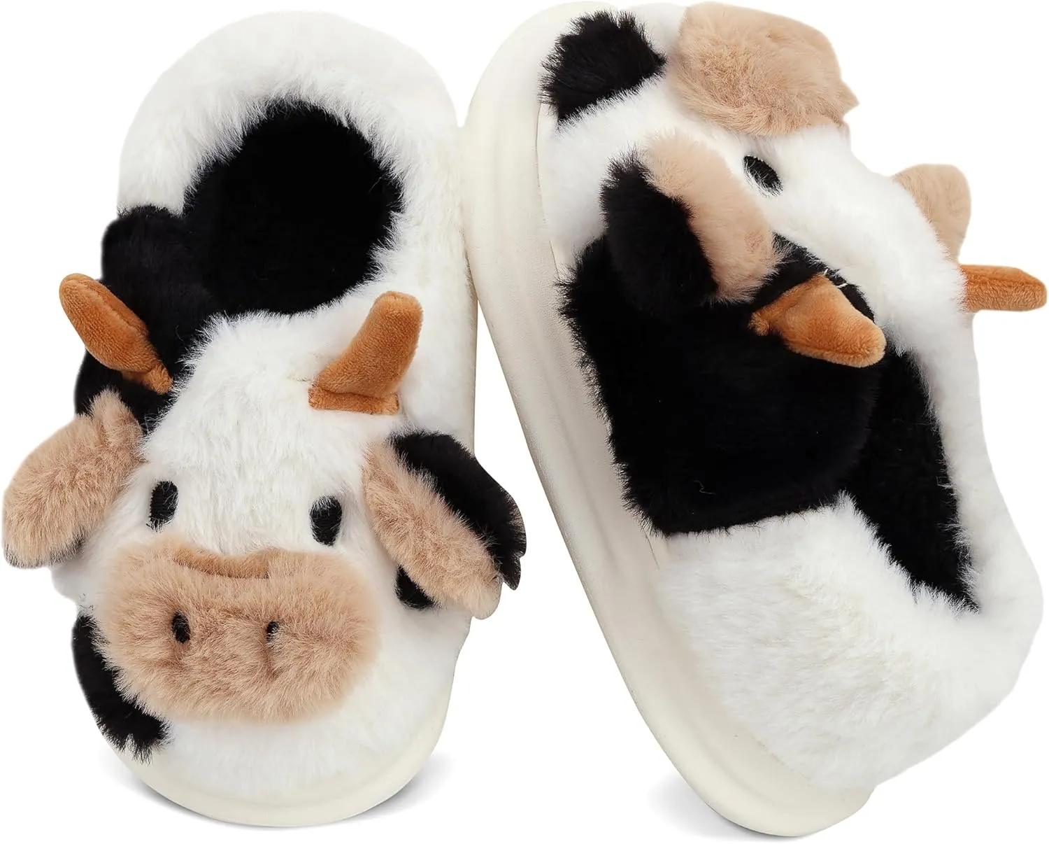 Kids Cow Slippers - Toddler Boys & Girls Soft Plush Animal Slippers - Winter Comfy Warm Fuzzy Memory Foam Non-slip Indoor/Outdoor Shoes