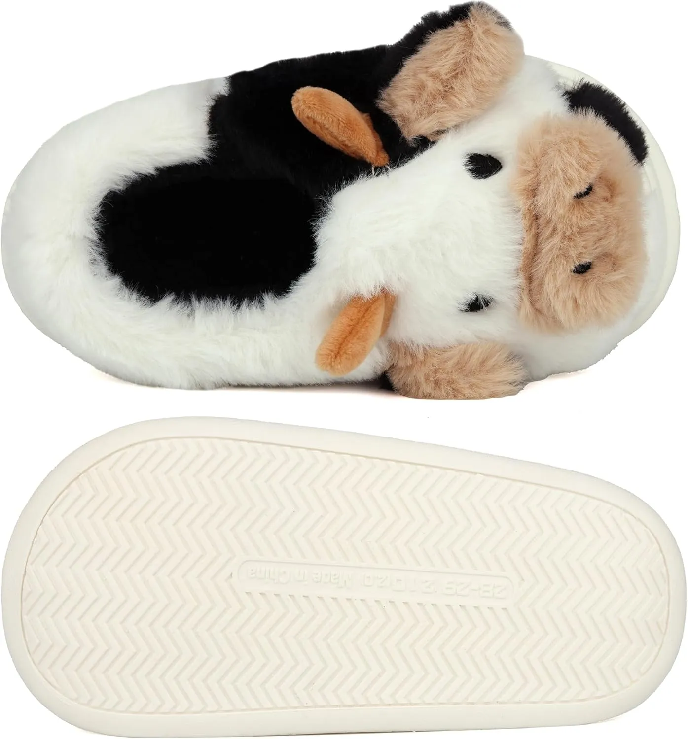 Kids Cow Slippers - Toddler Boys & Girls Soft Plush Animal Slippers - Winter Comfy Warm Fuzzy Memory Foam Non-slip Indoor/Outdoor Shoes