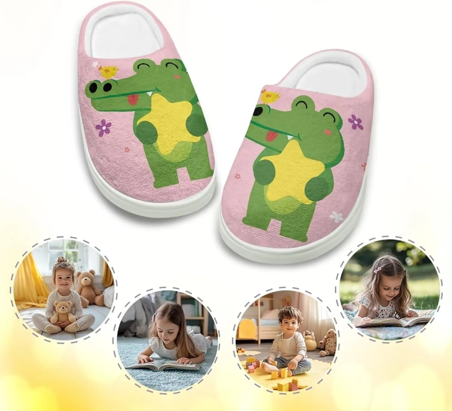 Kids Fuzzy Slip-On House Slipper Outdoor Non-Slip Warm Slippers Cozy Cute Slippers for Toddler Boys GirlsLittle kids US 9-15