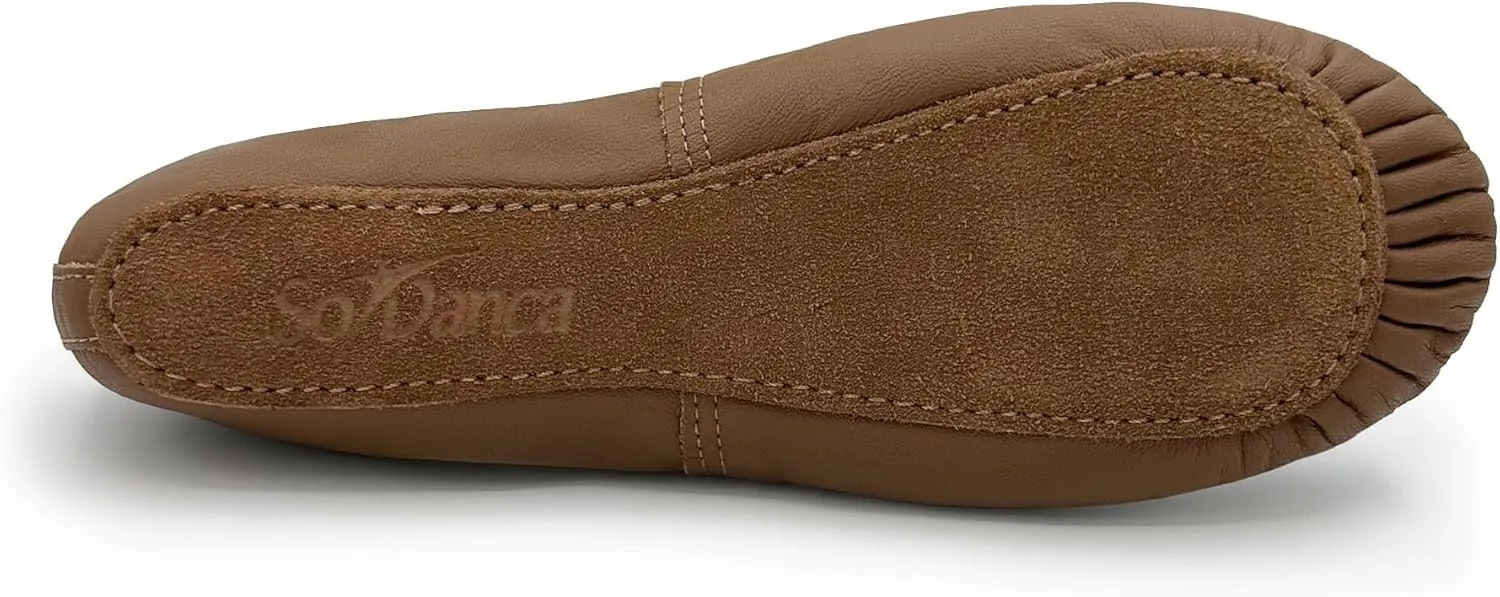 Kids Leather Ballet Shoes, Elastic Casing, Full Sole Slipper, Bella - SD69s