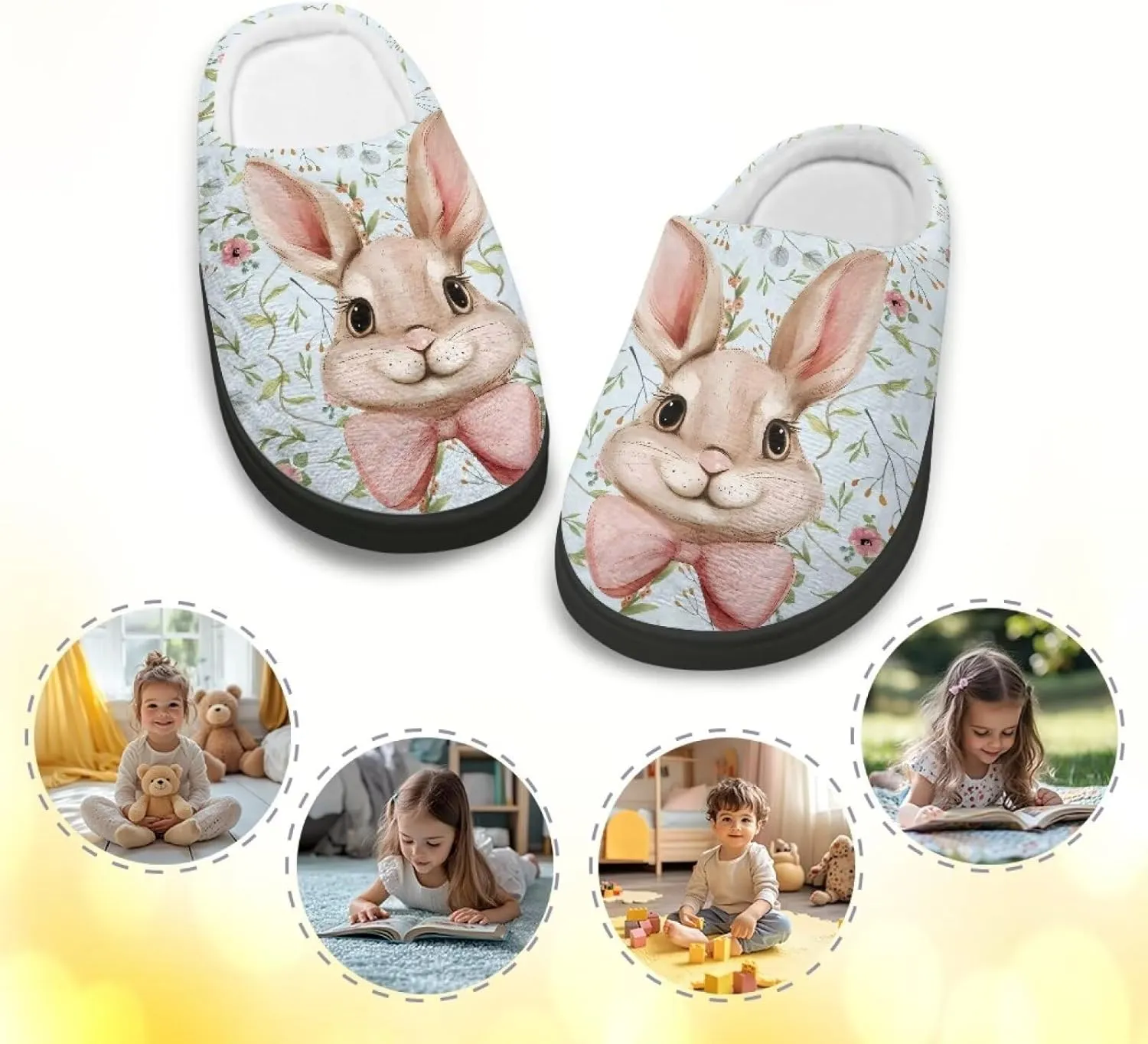 Kids Slip-On Fuzzy House Slipper Outdoor Cozy Non-Slip Slippers Warm Cute Slippers for Toddler Boys GirlsLittle kids US 9-15