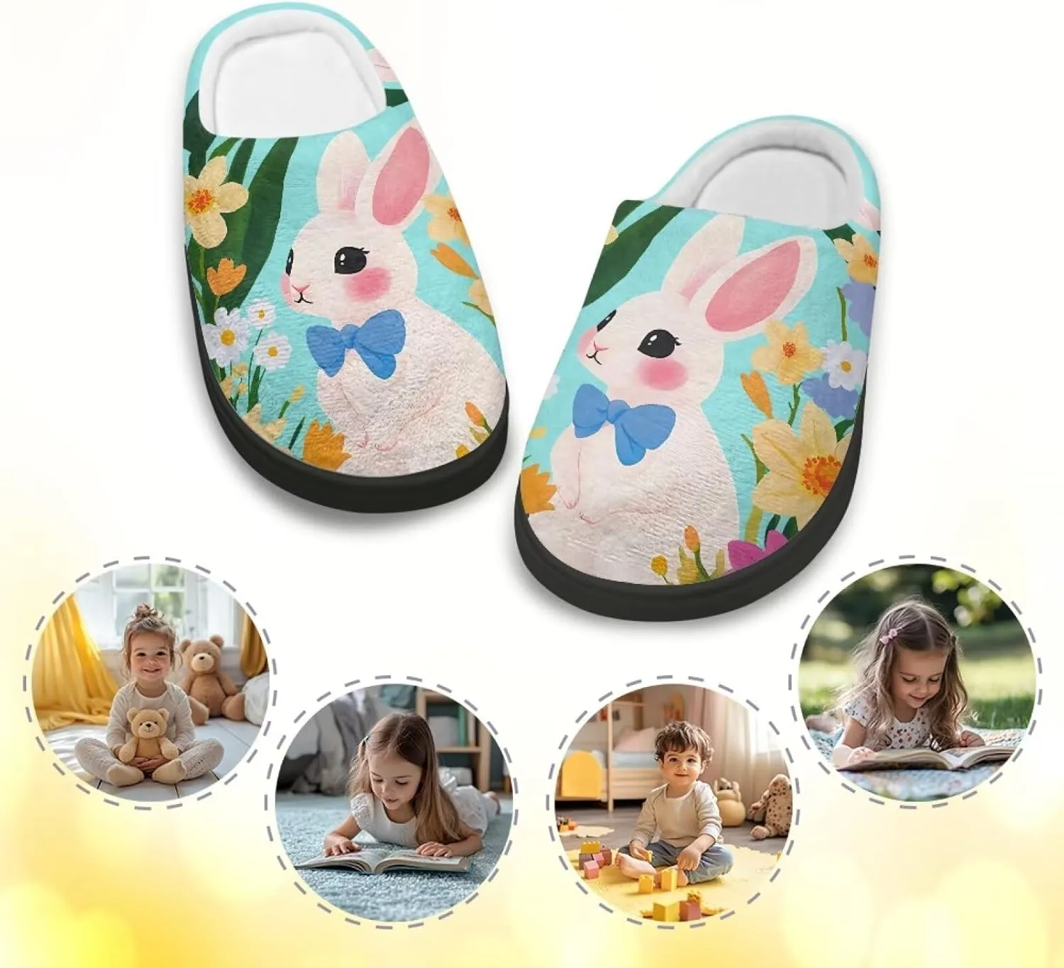 Kids Slip-On House Slipper Fuzzy Soft Non-Slip Outdoor Slippers Warm Comfortable Fluffy Slippers for Toddler US 9-15