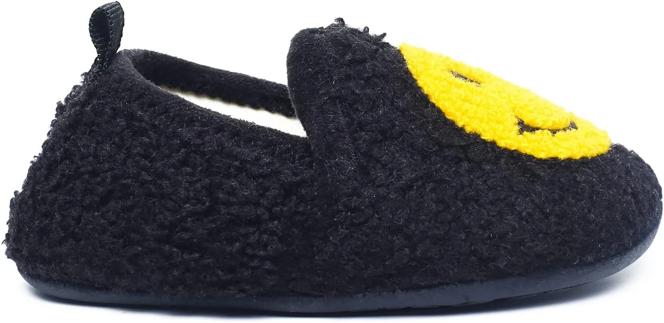 Kids Slippers Toddler Smile Face House Slippers Indoor Home Non-Slip Rubber Sole Shoes Warm Cozy Socks