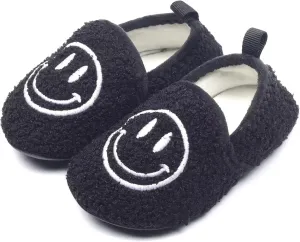 Kids Slippers Toddler Smile Face House Slippers Indoor Home Non-Slip Rubber Sole Shoes Warm Cozy Socks