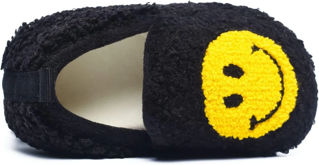 Kids Slippers Toddler Smile Face House Slippers Indoor Home Non-Slip Rubber Sole Shoes Warm Cozy Socks