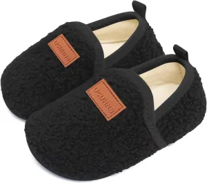 Kids Slippers Toddler Smile Face House Slippers Indoor Home Non-Slip Rubber Sole Shoes Warm Cozy Socks