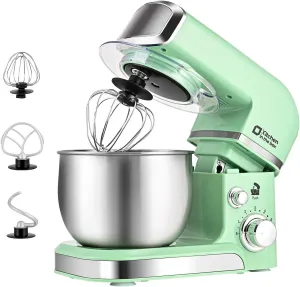 Kitchen in the box Stand Mixer,3.2Qt Mini Electric Food Mixer,6 Speeds Portable Lightweight Kitchen Mixer for Daily Use with Egg Whisk,Dough Hook,Flat Beater (Green) (Renewed)