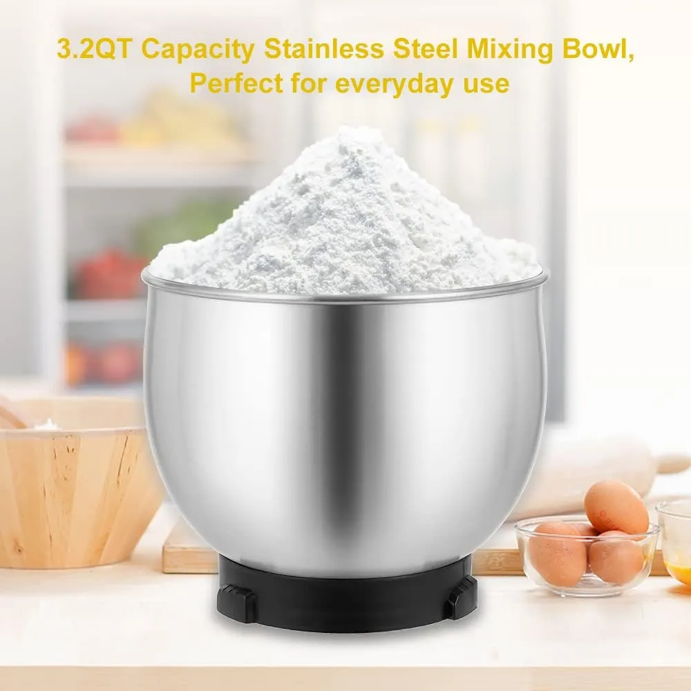 Kitchen in the box Stand Mixer,3.2Qt Small Electric Food Mixer,6 Speeds Portable Lightweight Kitchen Mixer for Daily Use with Egg Whisk,Dough Hook,Flat Beater (Pink)