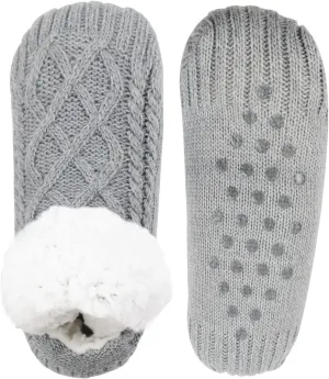 Koreshion Women Knitted Slipper Socks Cozy Sherpa Fuzzy Socks Non Slip Socks Winter Indoor Double Layer Bedroom Slipper Socks