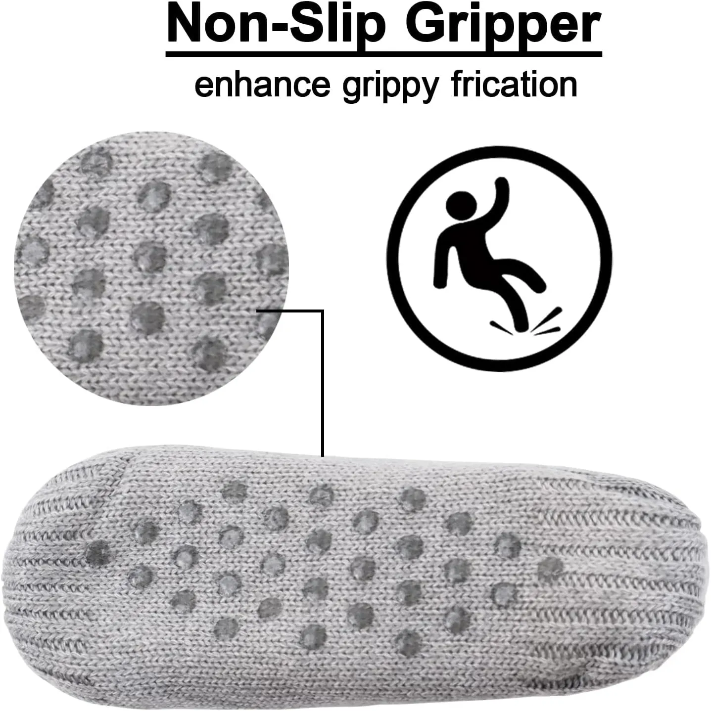 Koreshion Women Knitted Slipper Socks Cozy Sherpa Fuzzy Socks Non Slip Socks Winter Indoor Double Layer Bedroom Slipper Socks