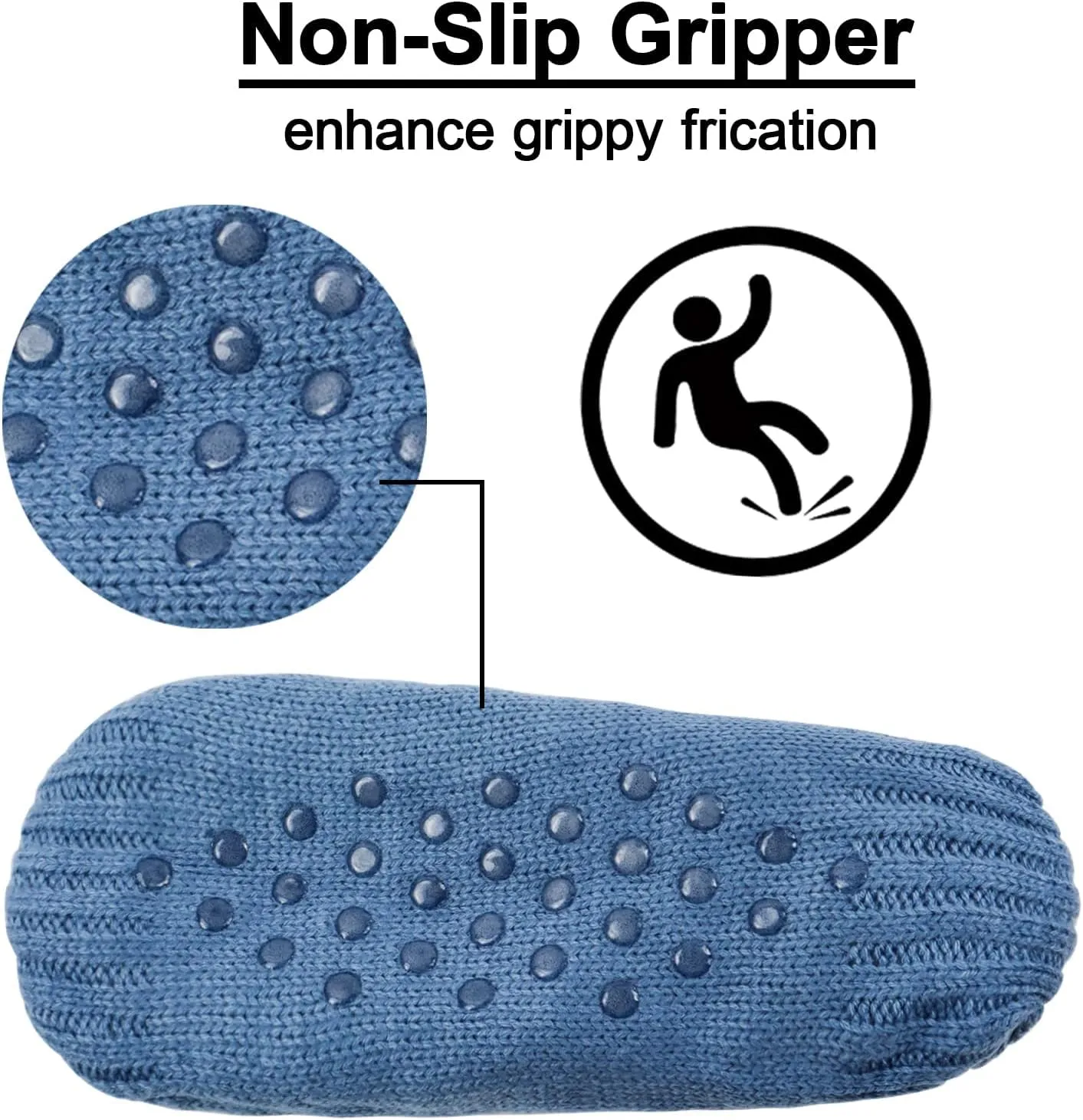 Koreshion Women Knitted Slipper Socks Cozy Sherpa Fuzzy Socks Non Slip Socks Winter Indoor Double Layer Bedroom Slipper Socks