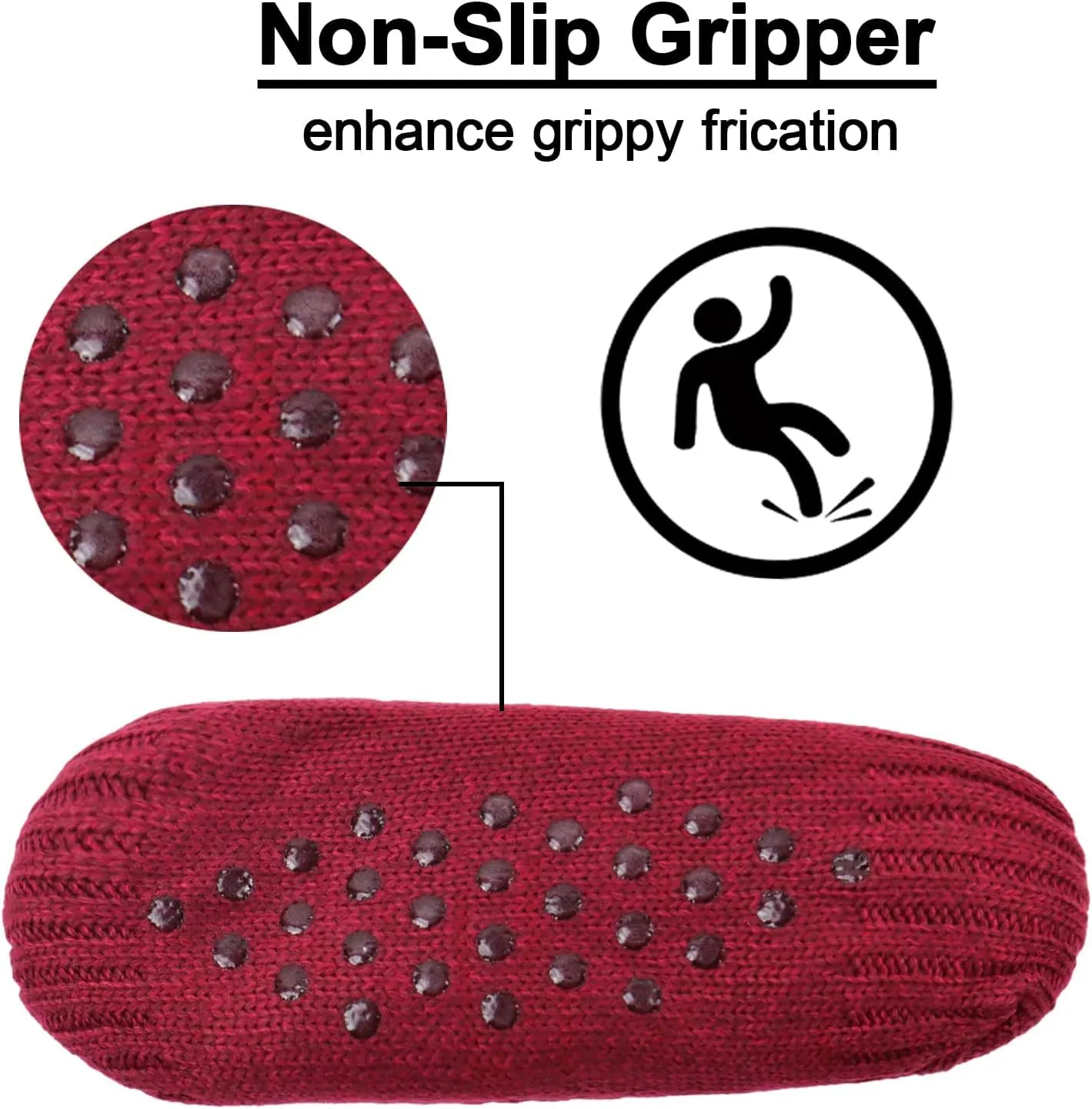 Koreshion Women Knitted Slipper Socks Cozy Sherpa Fuzzy Socks Non Slip Socks Winter Indoor Double Layer Bedroom Slipper Socks
