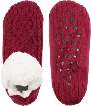 Koreshion Women Knitted Slipper Socks Cozy Sherpa Fuzzy Socks Non Slip Socks Winter Indoor Double Layer Bedroom Slipper Socks