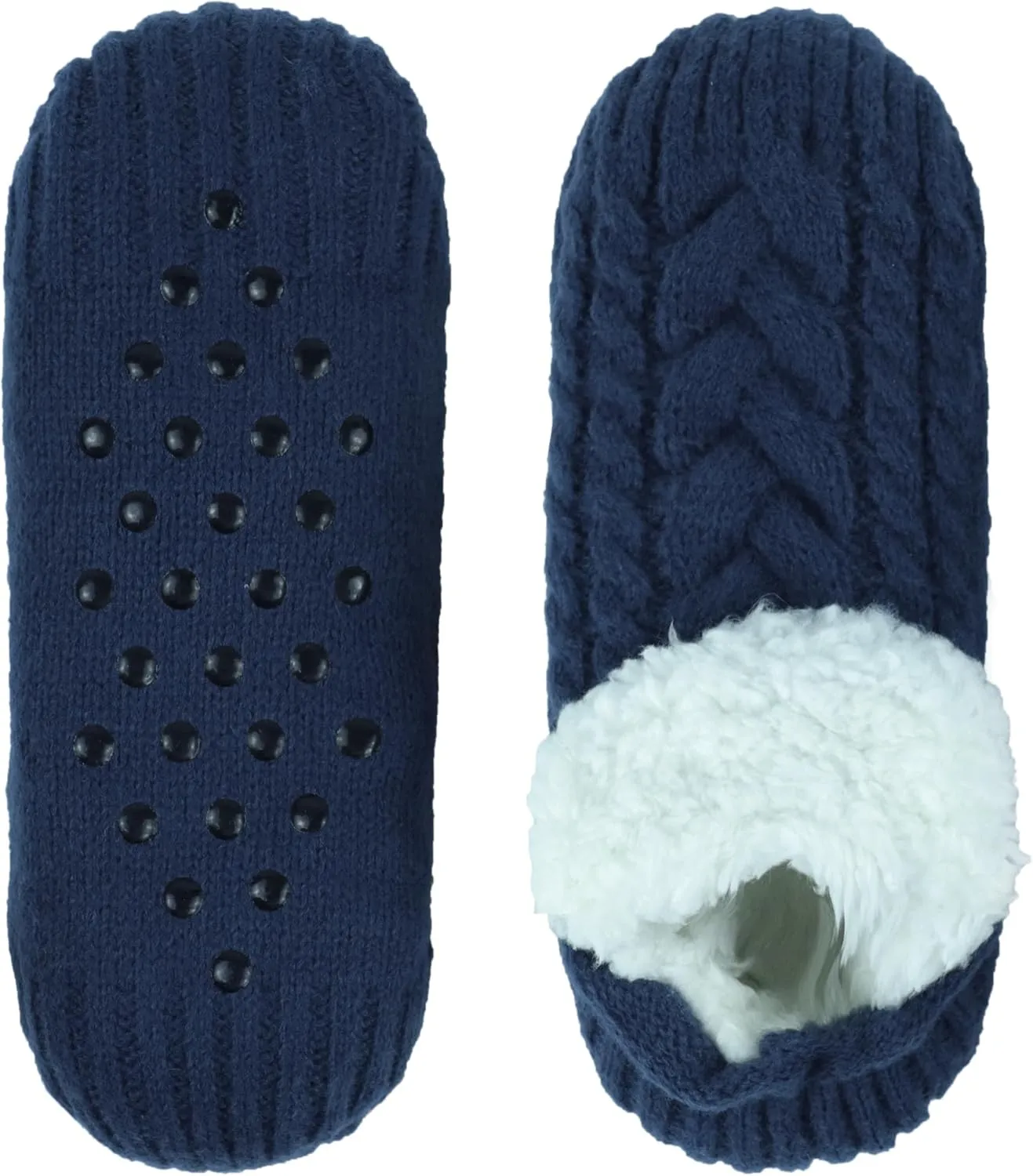 Koreshion Women Knitted Slipper Socks Winter Sherpa Plush Sock Slipper Non-Slip Fleece Fuzzy Indoor Socks With Grippers