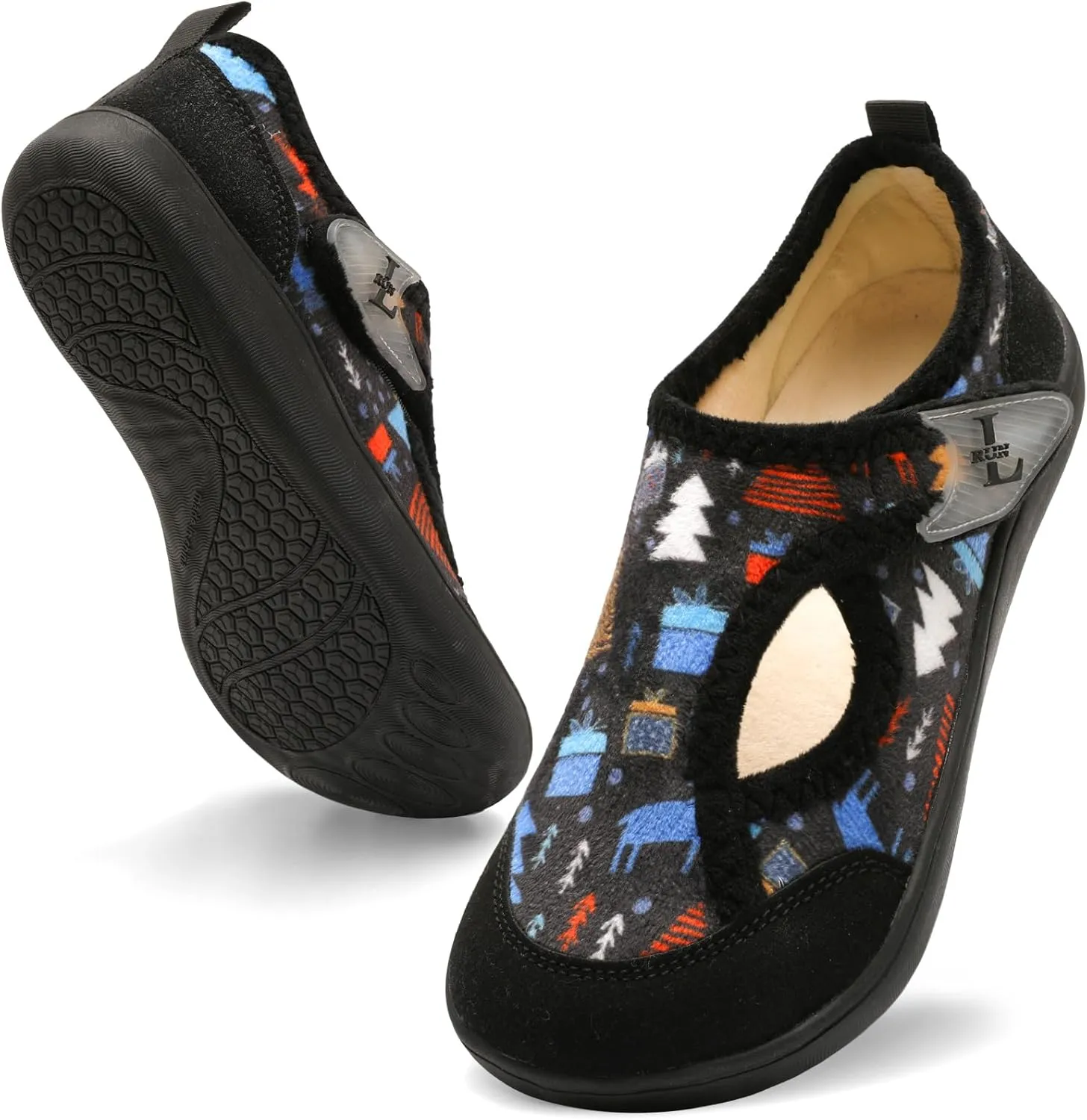L-RUN Womens Wide Toe Box Barefoot Diabetic Shoes - Ladies House Slippers for Indoor and Outdoor