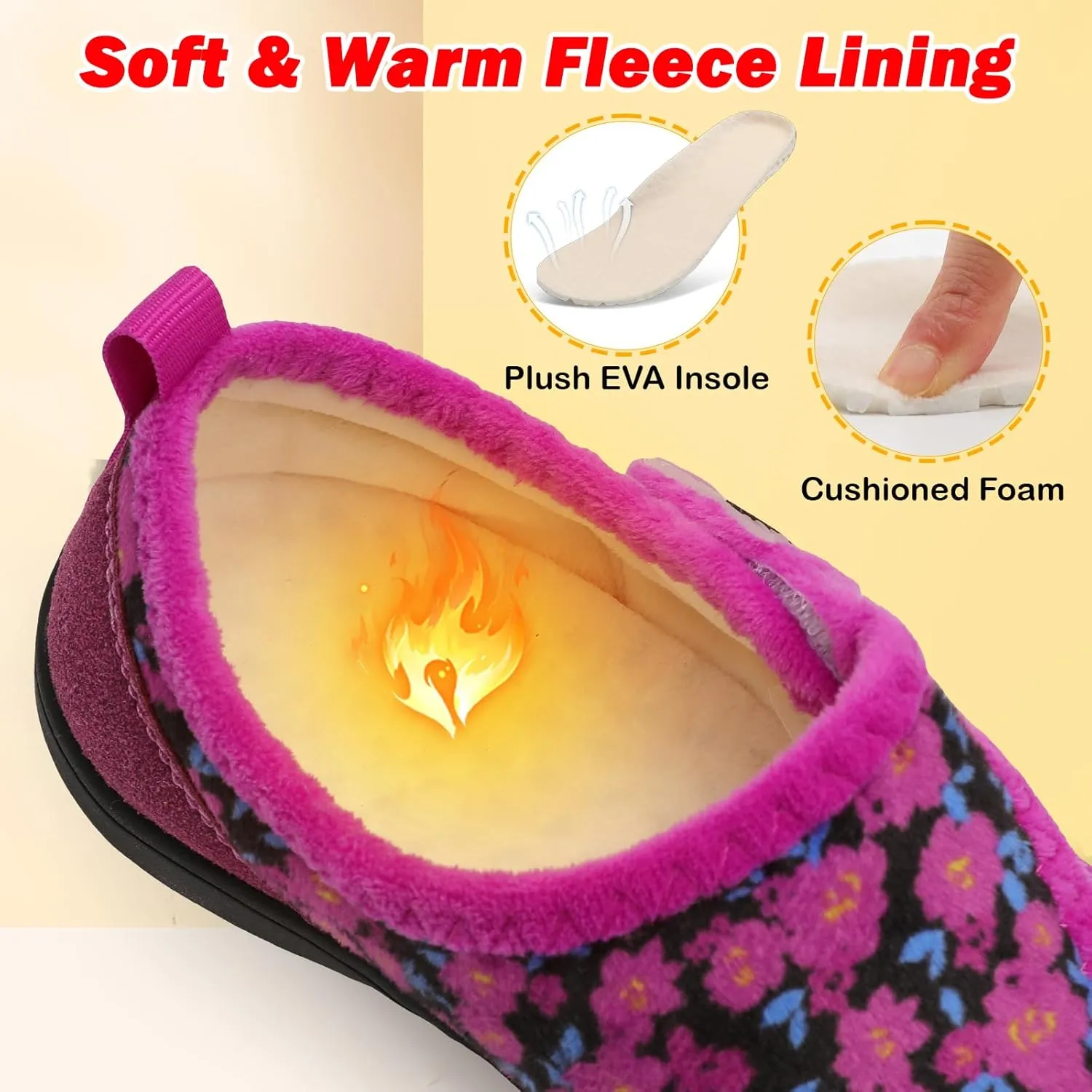 L-RUN Womens Wide Toe Box Barefoot Diabetic Shoes - Ladies House Slippers for Indoor and Outdoor