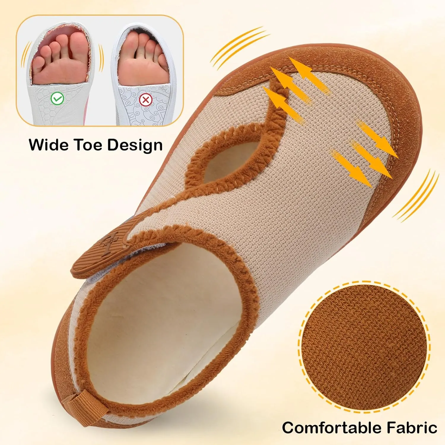 L-RUN Womens Wide Toe Box Barefoot Diabetic Shoes - Ladies House Slippers for Indoor and Outdoor