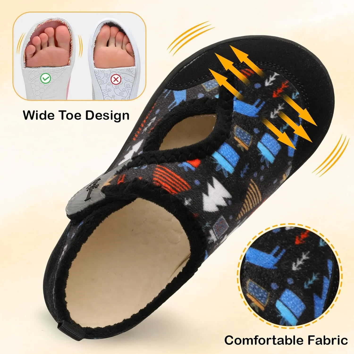 L-RUN Womens Wide Toe Box Barefoot Diabetic Shoes - Ladies House Slippers for Indoor and Outdoor