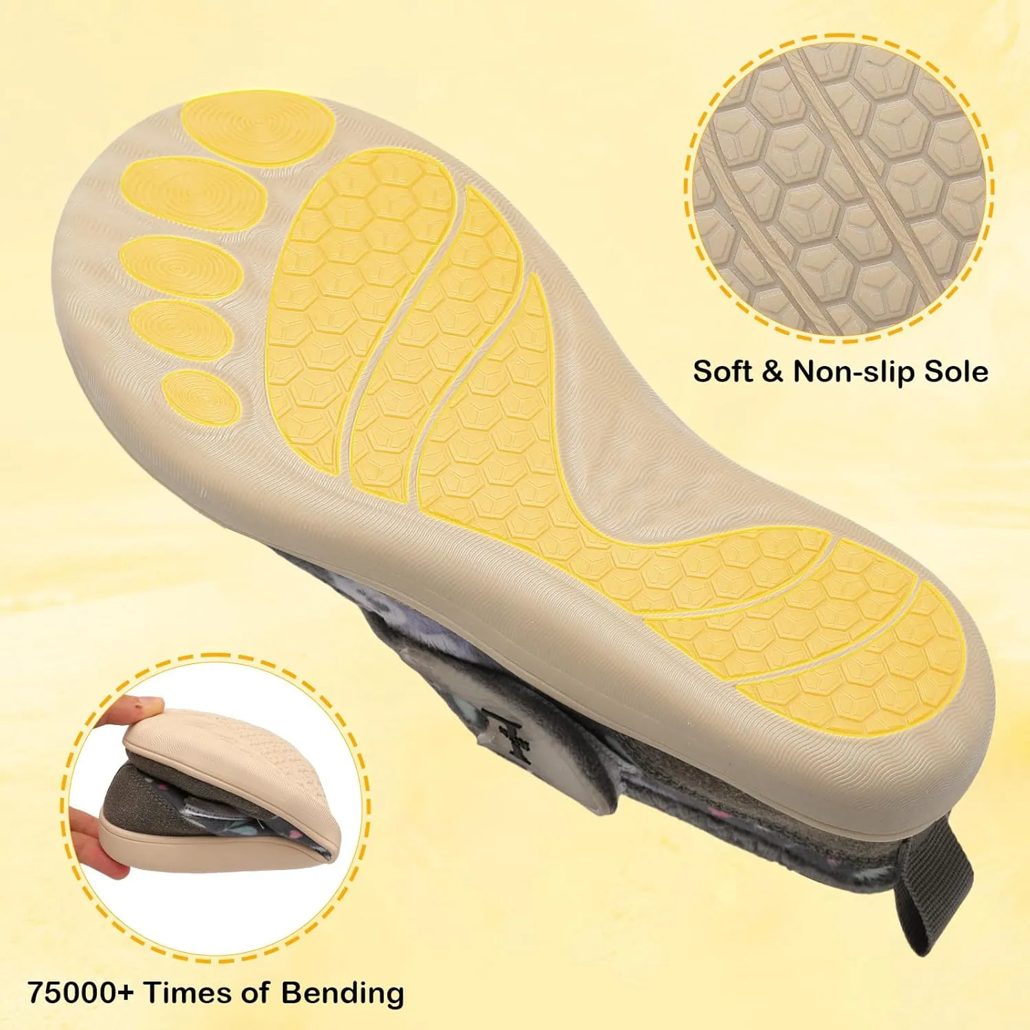 L-RUN Womens Wide Toe Box Barefoot Diabetic Shoes - Ladies House Slippers for Indoor and Outdoor