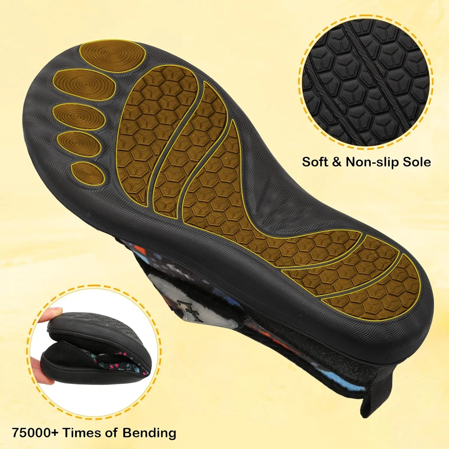 L-RUN Womens Wide Toe Box Barefoot Diabetic Shoes - Ladies House Slippers for Indoor and Outdoor