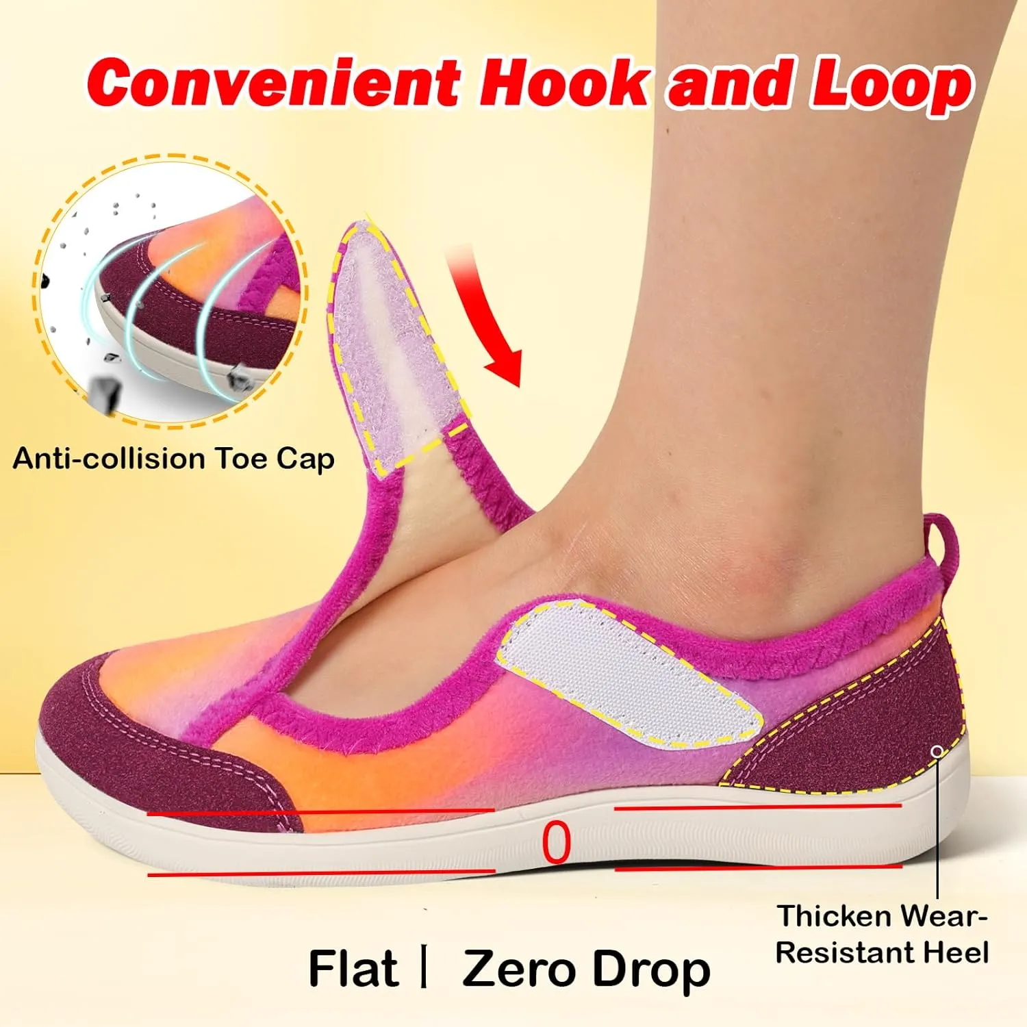 L-RUN Womens Wide Toe Box Barefoot Diabetic Shoes - Ladies House Slippers for Indoor and Outdoor