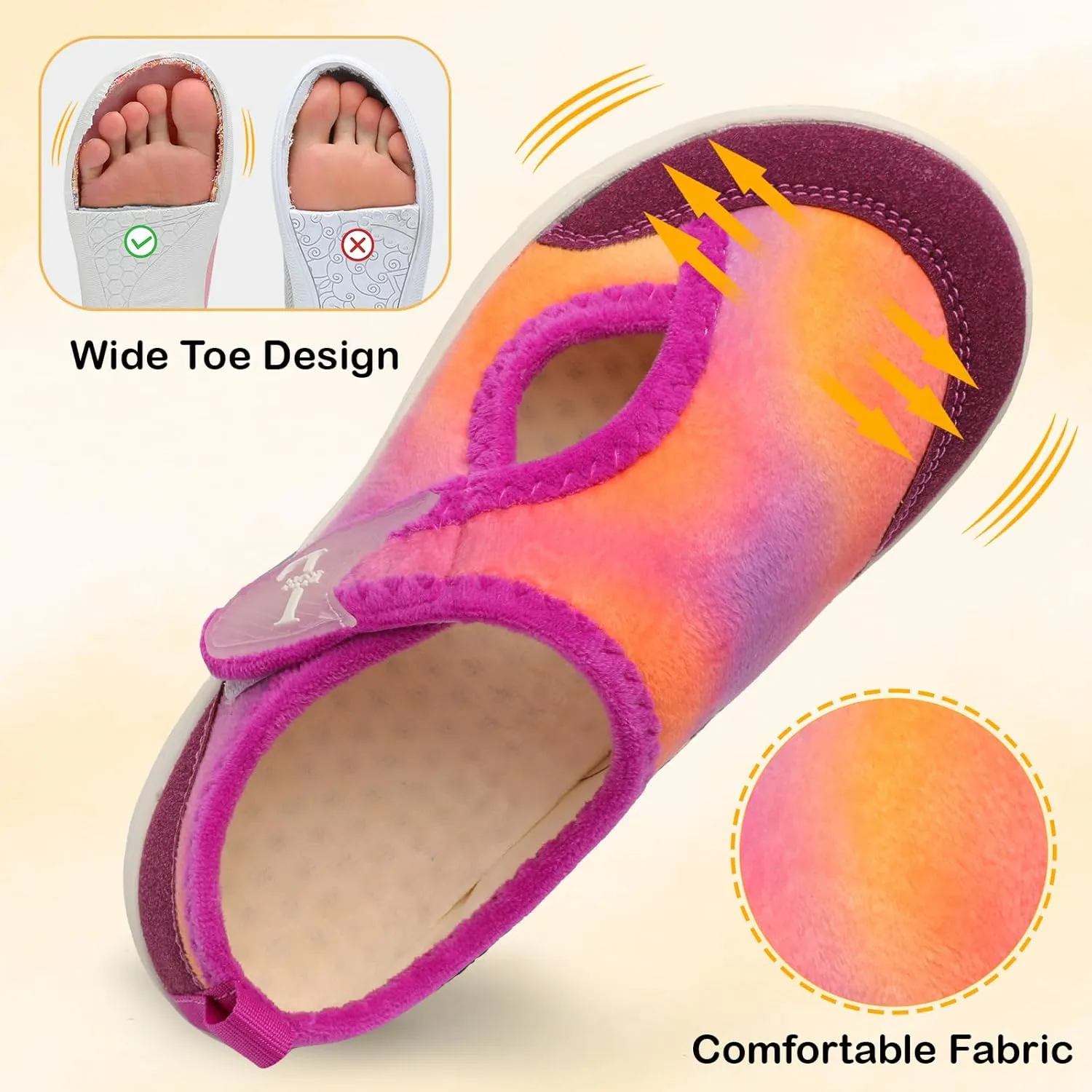 L-RUN Womens Wide Toe Box Barefoot Diabetic Shoes - Ladies House Slippers for Indoor and Outdoor