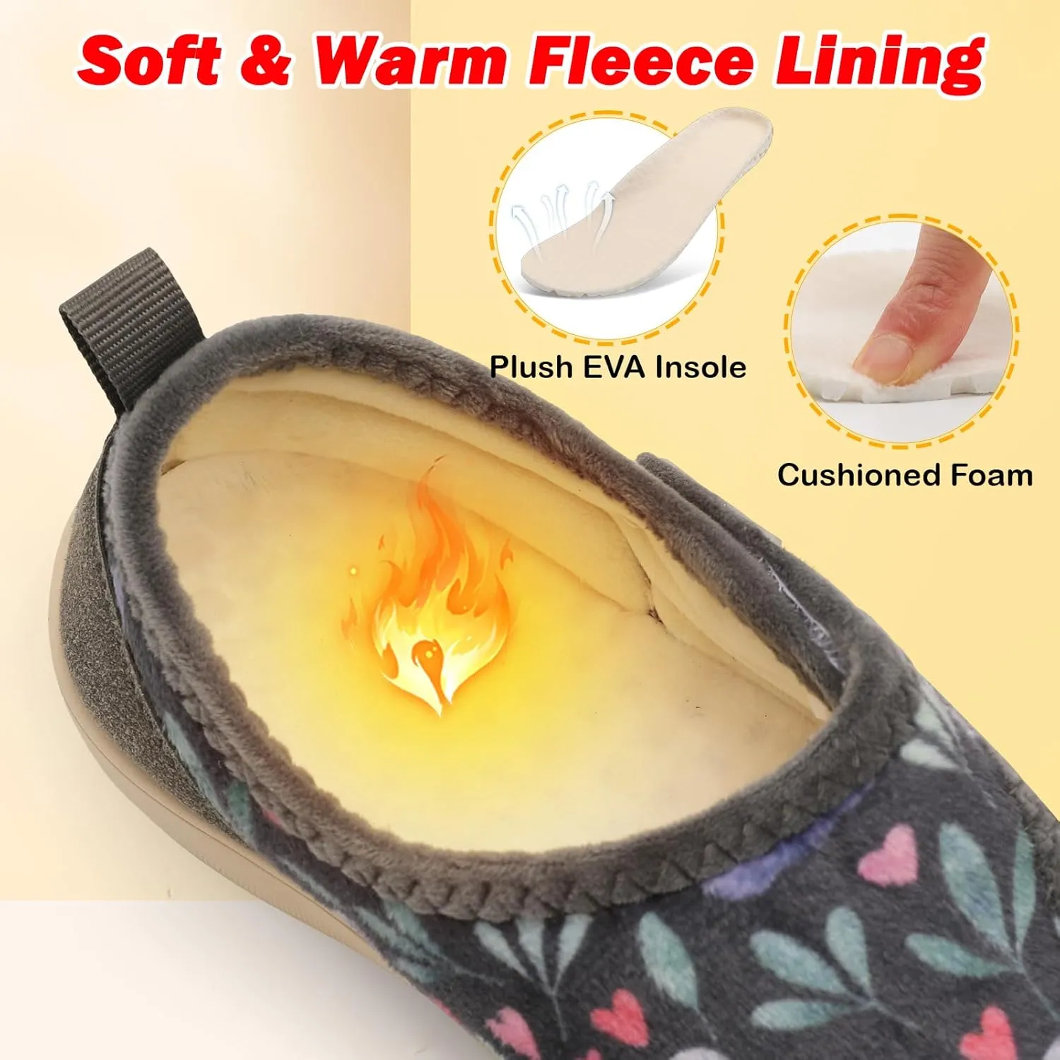 L-RUN Womens Wide Toe Box Barefoot Diabetic Shoes - Ladies House Slippers for Indoor and Outdoor