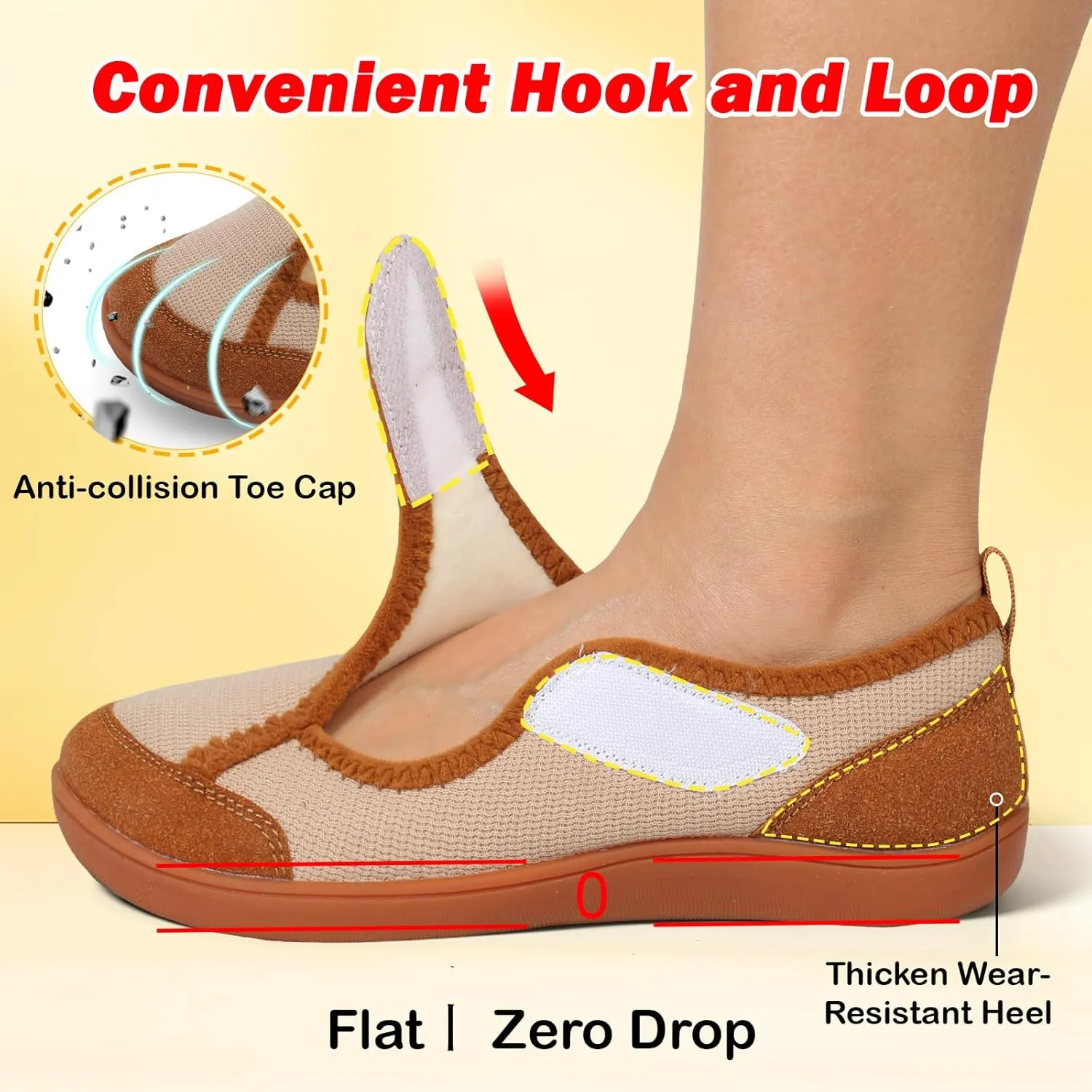 L-RUN Womens Wide Toe Box Barefoot Diabetic Shoes - Ladies House Slippers for Indoor and Outdoor