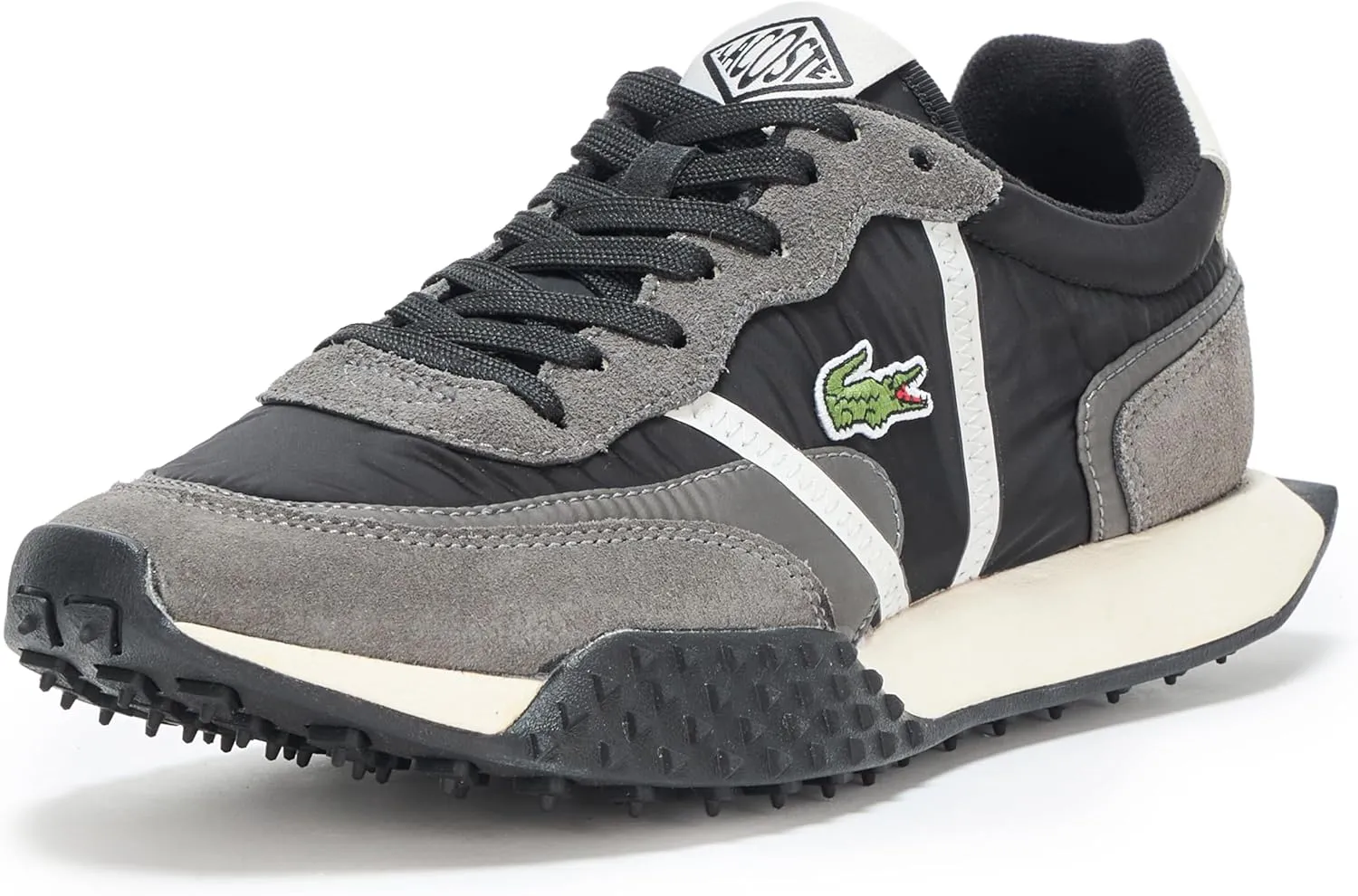 Lacoste Mens L-Spin Deluxe Sneaker, BLK/DK Gry, 7.5