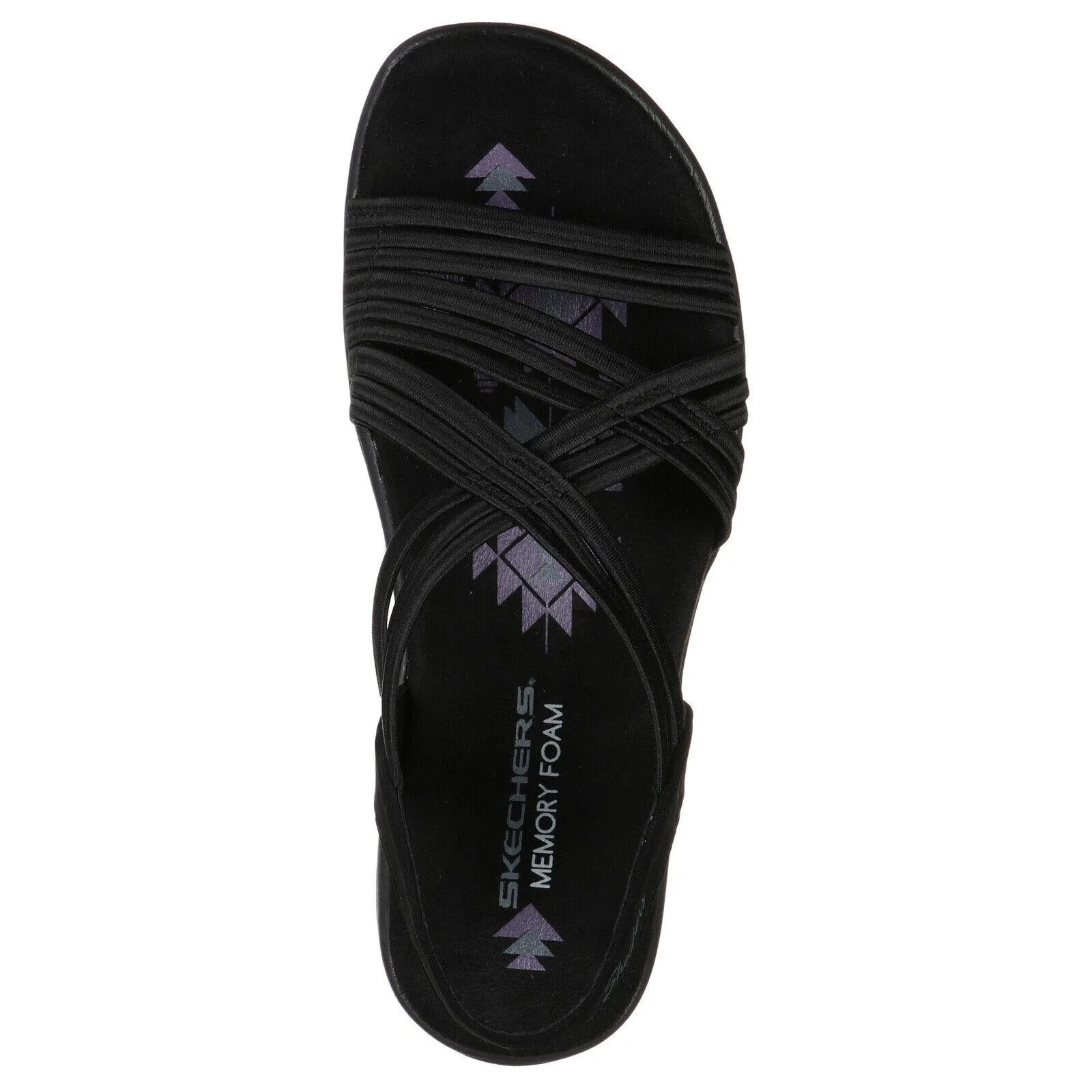 Ladies Skechers Reggae Slim Simply Stretch Black Vegan Sandals 163023
