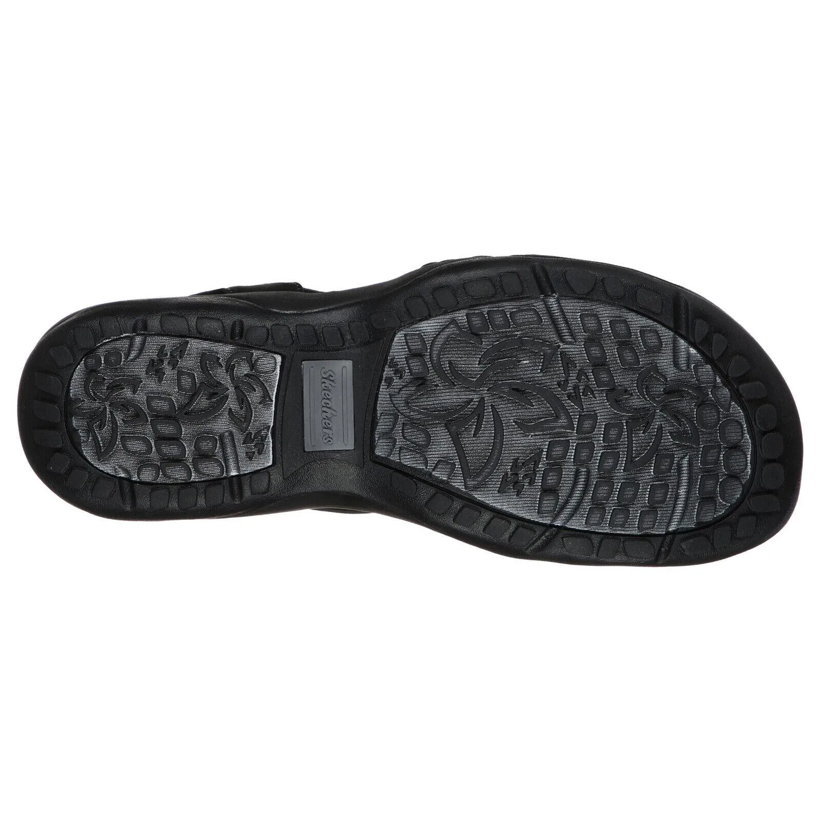 Ladies Skechers Reggae Slim Simply Stretch Black Vegan Sandals 163023