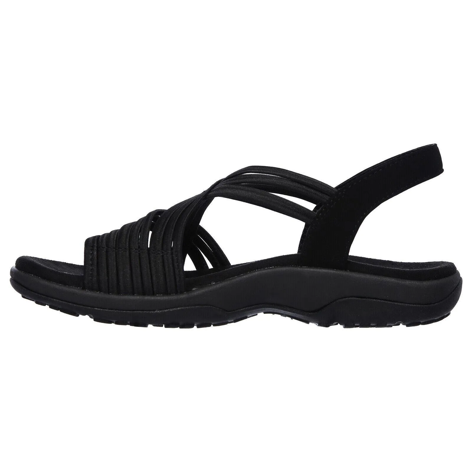 Ladies Skechers Reggae Slim Simply Stretch Black Vegan Sandals 163023