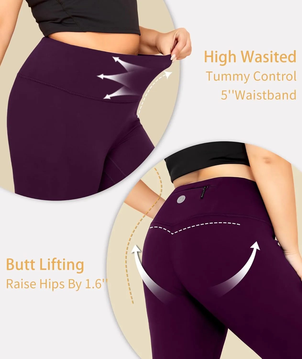 LALAGEN Womens Plus Size Fleece Lined Leggings Water Resistant Thermal Winter Warm High Waisted Workout Pants with Pockets