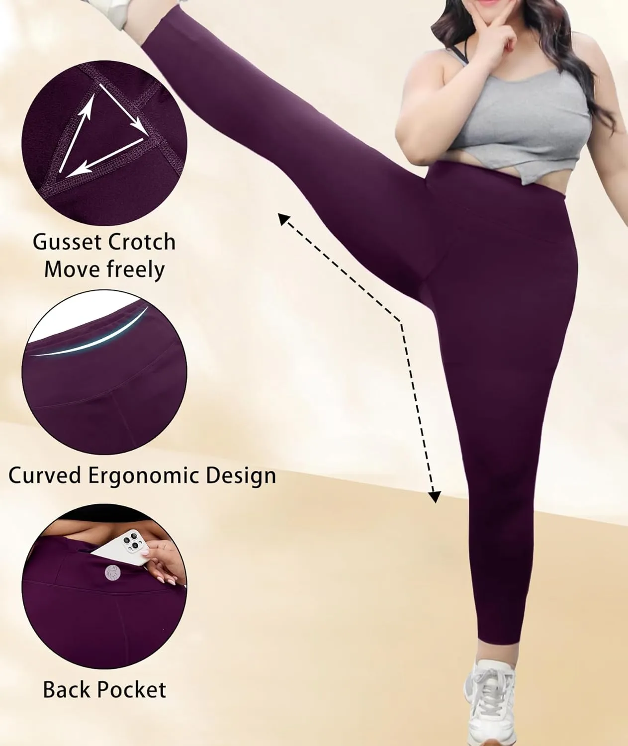 LALAGEN Womens Plus Size Fleece Lined Leggings Water Resistant Thermal Winter Warm High Waisted Workout Pants with Pockets
