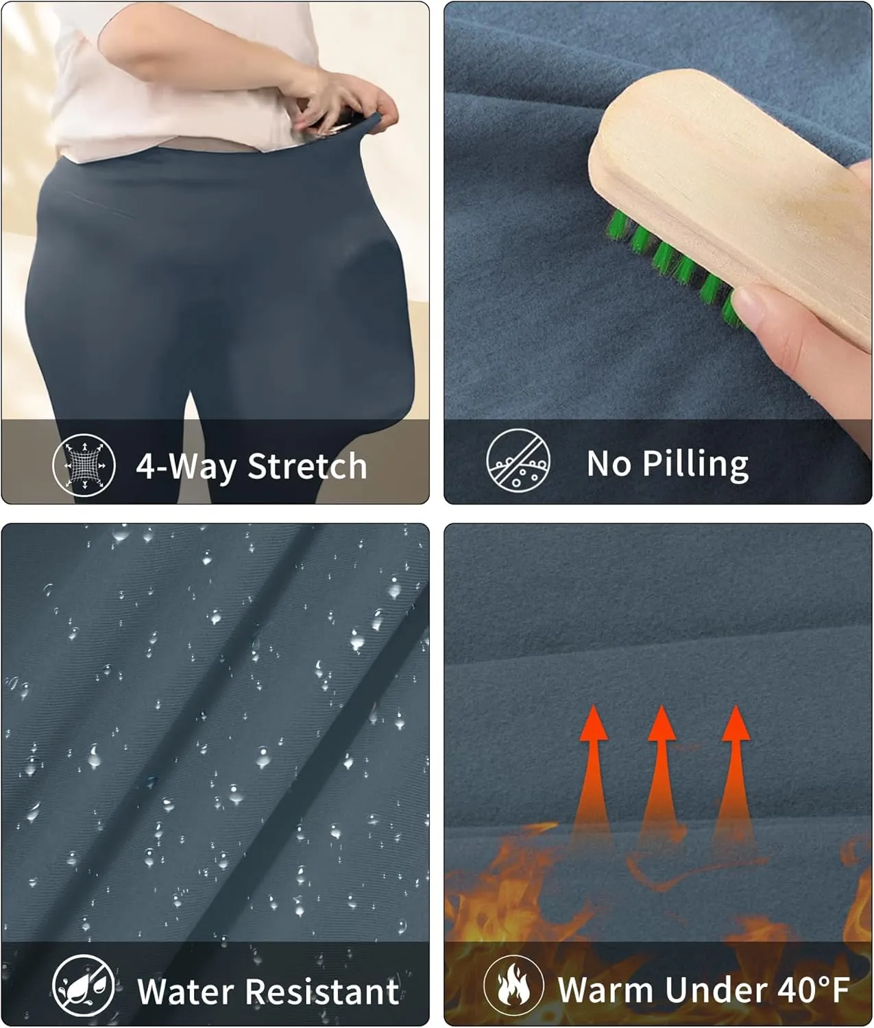 LALAGEN Womens Plus Size Fleece Lined Leggings Water Resistant Thermal Winter Warm High Waisted Workout Pants with Pockets