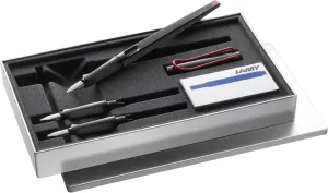 Lamy joy black calligraphy fountain pen set - fountain pen with 3 different nibs (1.1/1.5/1.9 mm) - calligraphy pen with ribbon nib & ergonomic grip - incl. 5 T 10 blue ink cartridges