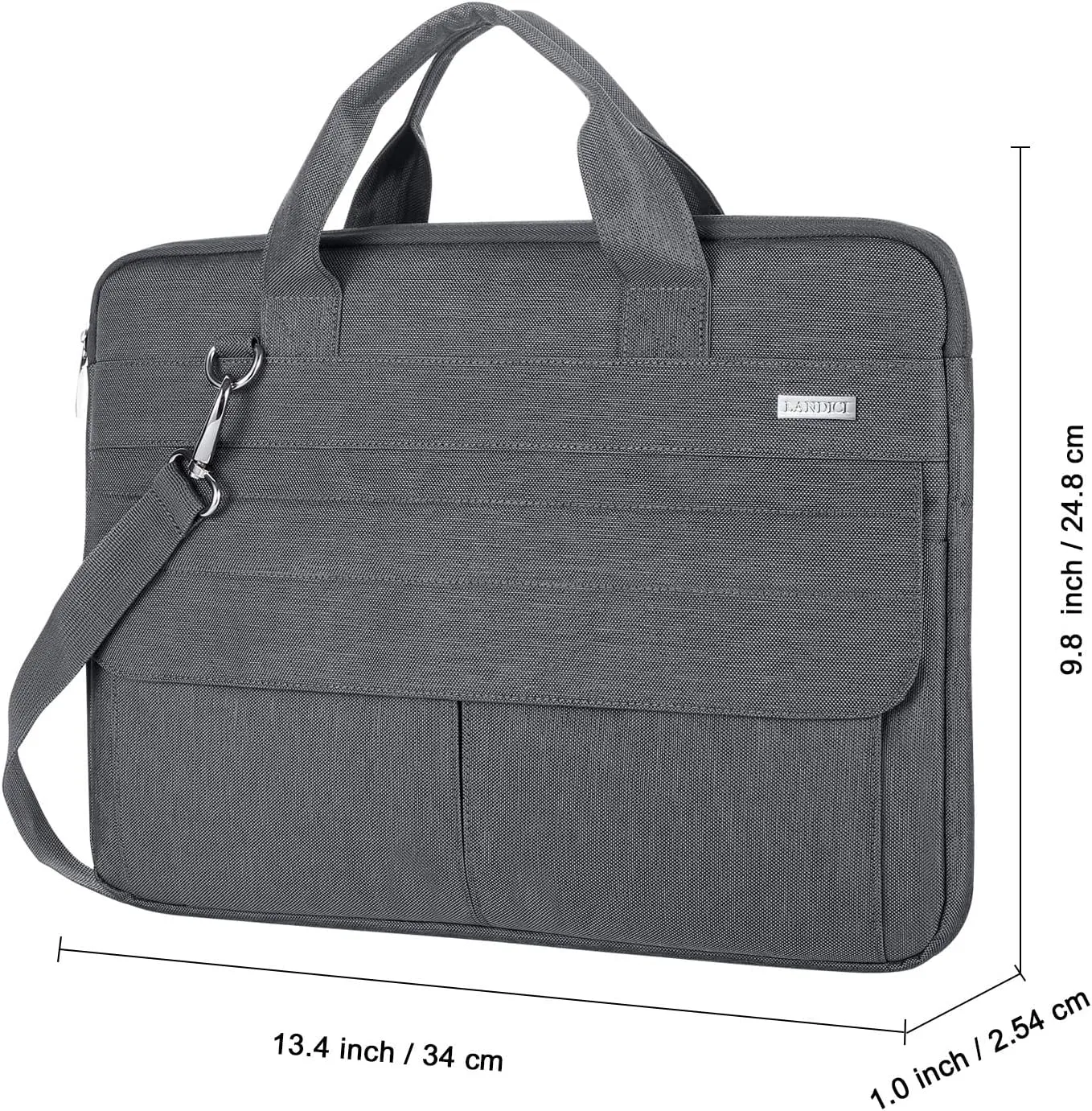 LANDICI Laptop Bag Carrying Case 13-14 inch with Shoulder Strap, Slim Waterproof Computer Sleeve Compatible with MacBook Air 13/13.3 M1 M2, MacBook Pro 13/14, Chromebook 14, Grey