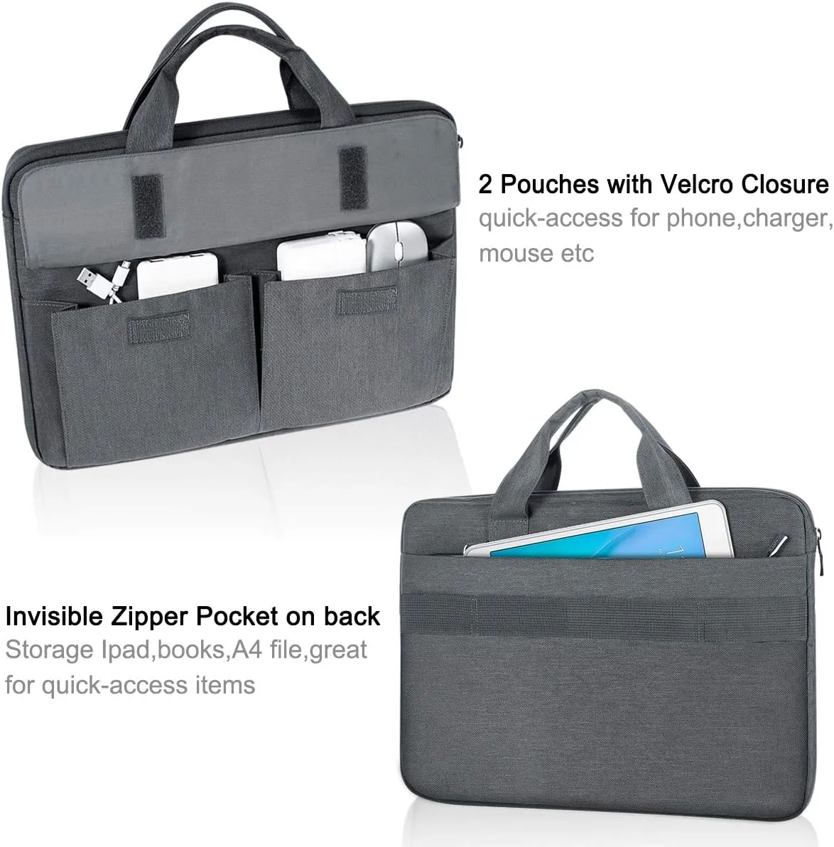 LANDICI Laptop Bag Carrying Case 13-14 inch with Shoulder Strap, Slim Waterproof Computer Sleeve Compatible with MacBook Air 13/13.3 M1 M2, MacBook Pro 13/14, Chromebook 14, Grey