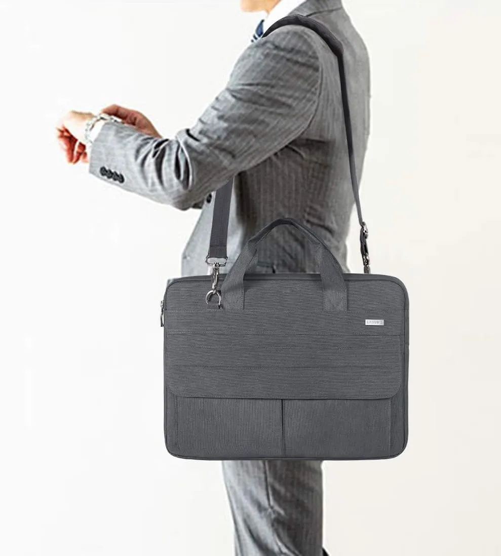 LANDICI Laptop Bag Carrying Case 13-14 inch with Shoulder Strap, Slim Waterproof Computer Sleeve Compatible with MacBook Air 13/13.3 M1 M2, MacBook Pro 13/14, Chromebook 14, Grey