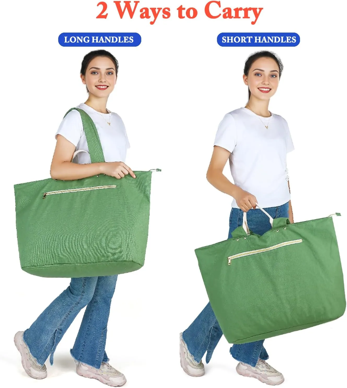 Large Beach Bag for Women, Waterproof Travel Tote Bag with Lunch/Wet Pocket for Weekender, Sandproof, Zipper Closure