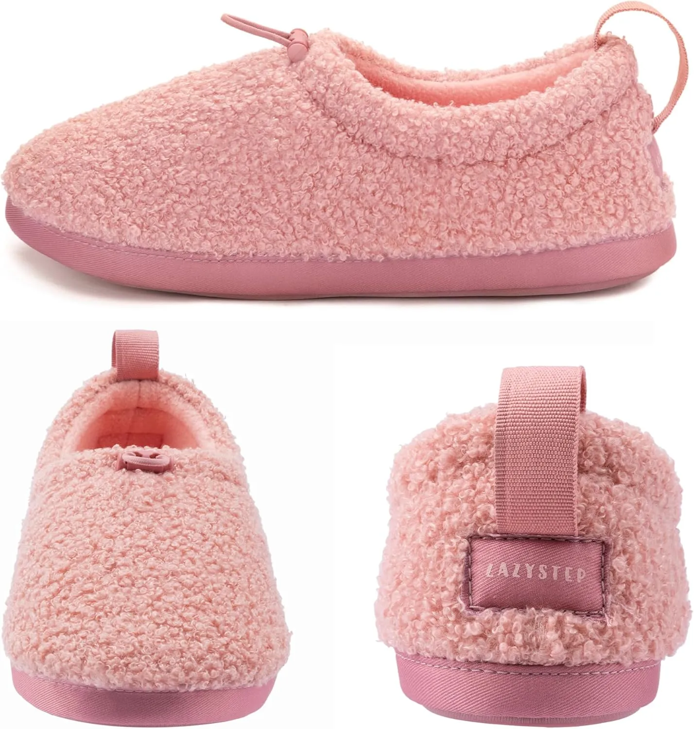 LazyStep Women's Curly Teddy Fleece Loafer Slippers Memory Foam House Shoes Indoor Outdoor