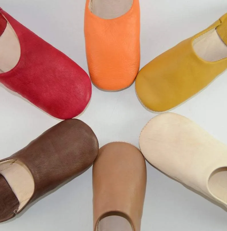 Leather Slipper Orange Color