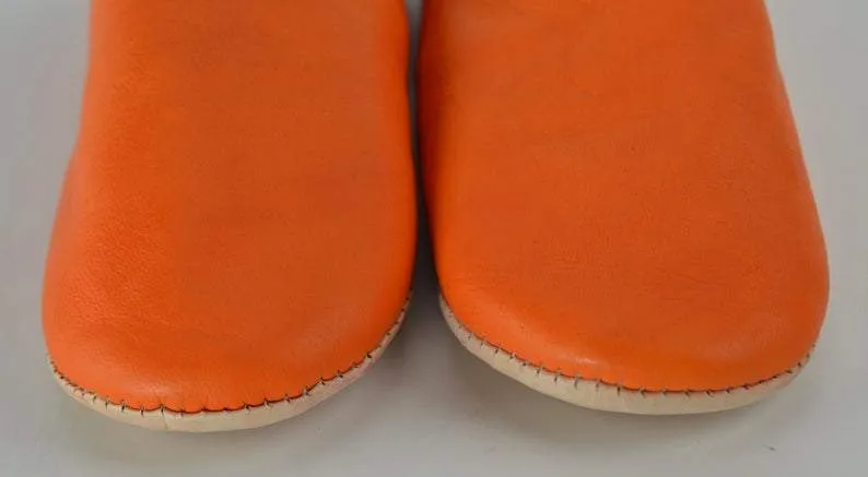 Leather Slipper Orange Color
