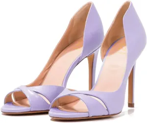 LEHOOR Women's Peep Toe Stiletto High Heels Cross Strap D'Orsay Sandals Slip On Retro 3.5 Inch Stiletto Heel Pumps Open Toe Side Cut Sandals Matte Leather Sexy Office Wedding Party 4-13 M US