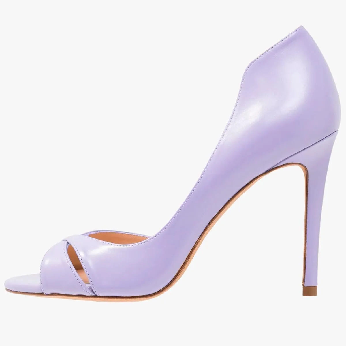 LEHOOR Women's Peep Toe Stiletto High Heels Cross Strap D'Orsay Sandals Slip On Retro 3.5 Inch Stiletto Heel Pumps Open Toe Side Cut Sandals Matte Leather Sexy Office Wedding Party 4-13 M US