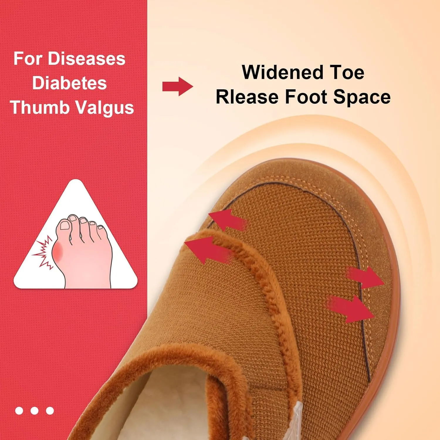 LeIsfIt Mens Slippers Wide House Shoes Adjustable Diabetic Shoes Arthritis Swollen House Slippers Indoor Outdoor