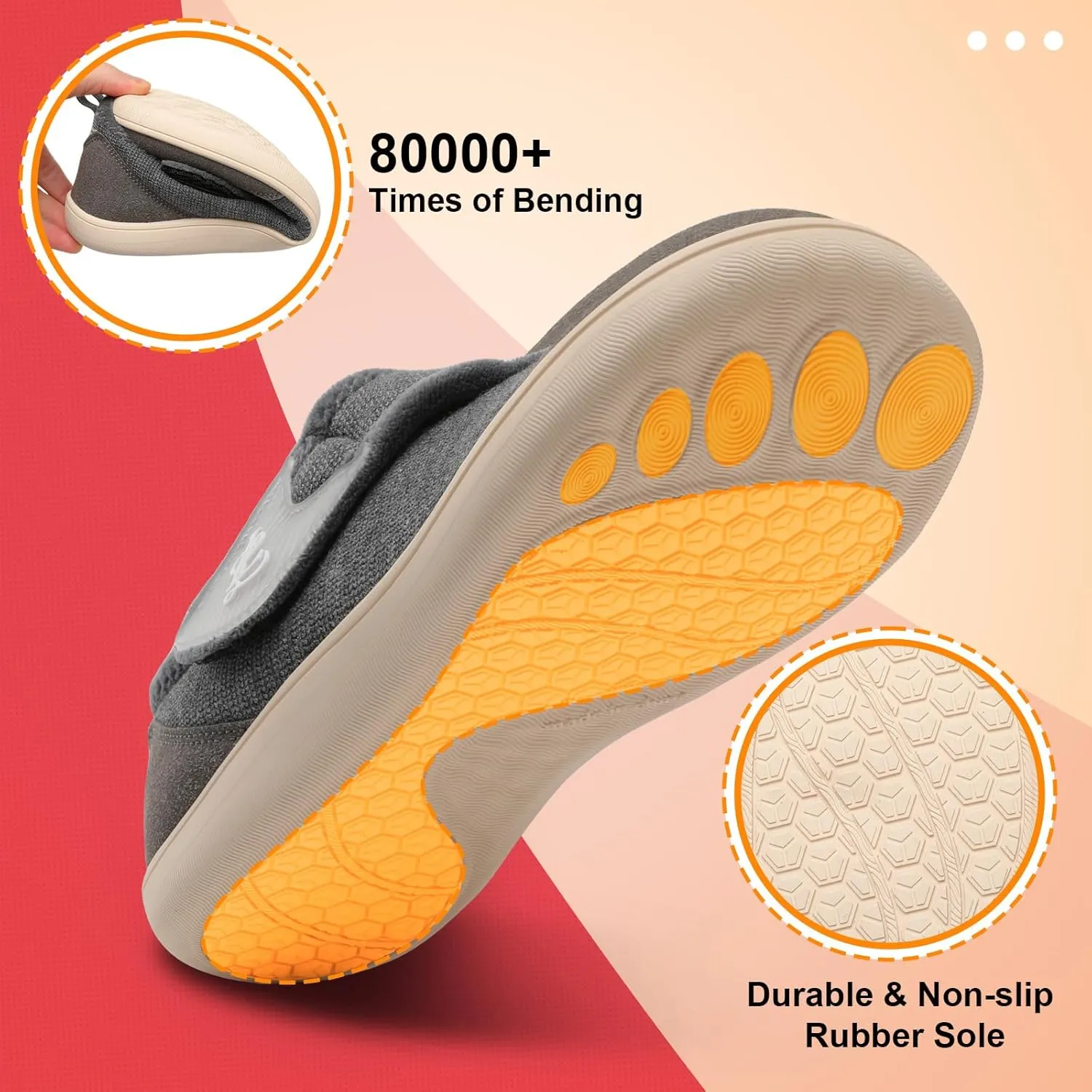 LeIsfIt Mens Slippers Wide House Shoes Adjustable Diabetic Shoes Arthritis Swollen House Slippers Indoor Outdoor