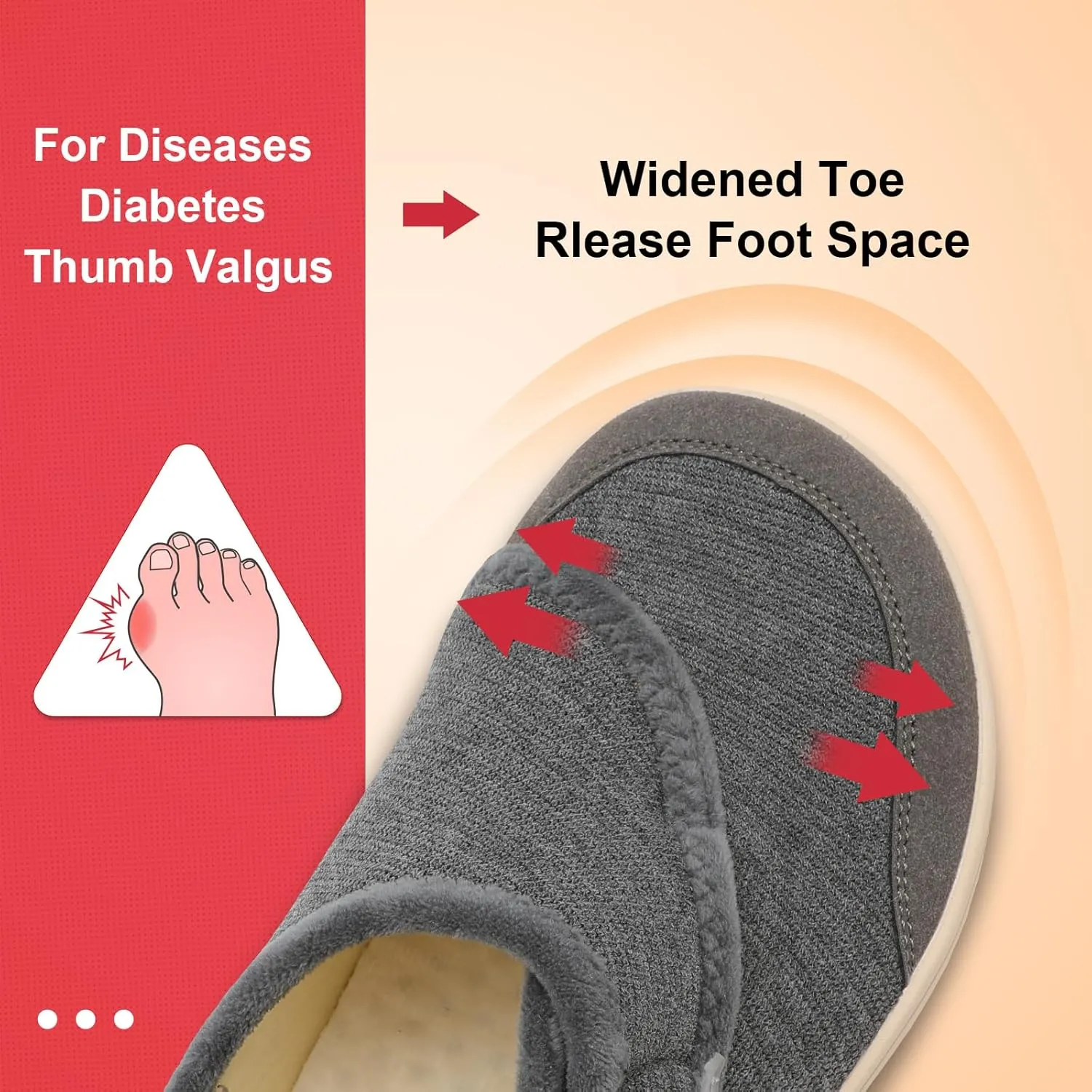 LeIsfIt Mens Slippers Wide House Shoes Adjustable Diabetic Shoes Arthritis Swollen House Slippers Indoor Outdoor